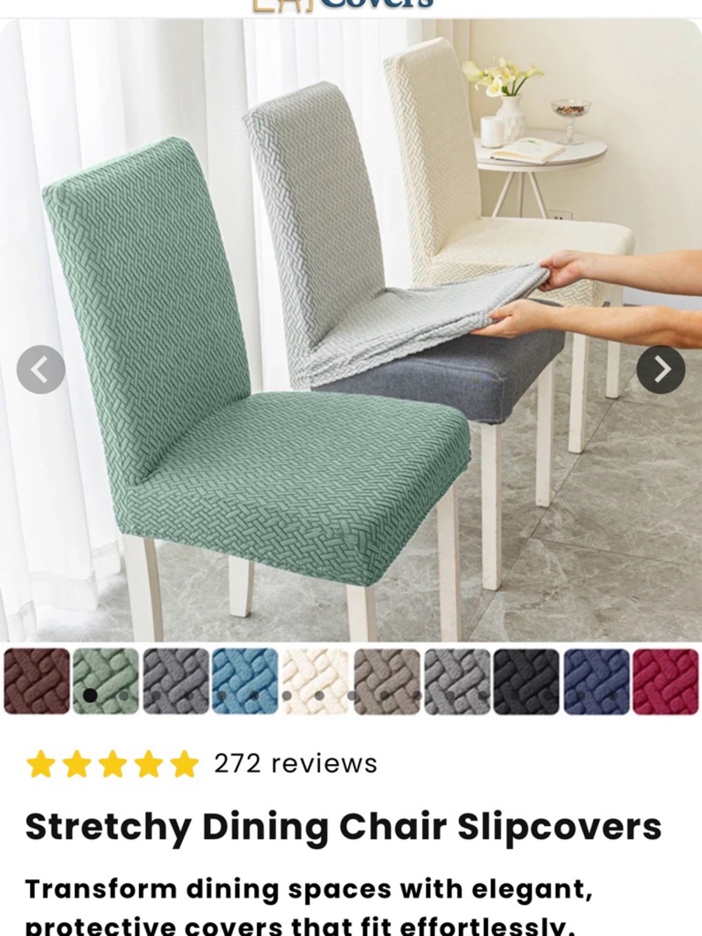 Pretty Little Covers - Dining Chair Slipcovers NEW! – Taupe (Set of 4)